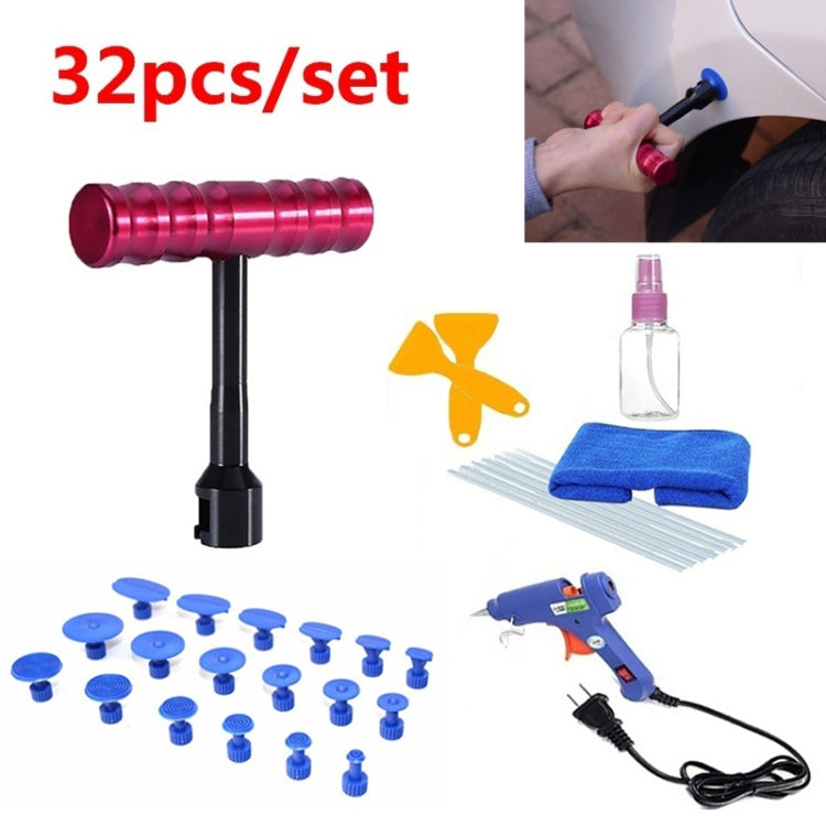 32 in 1 Auto Car Metal PDR Dent Lifter-Glue Puller Tab Hail Removal Paintless Car Dent Repair Tools Kit, with 20W Glue Gun, US Plug or EU Plug - Hand Tool Sets by PMC TechLife | Online Shopping South Africa | PMC TechLife | Buy Now Pay Later Mobicred