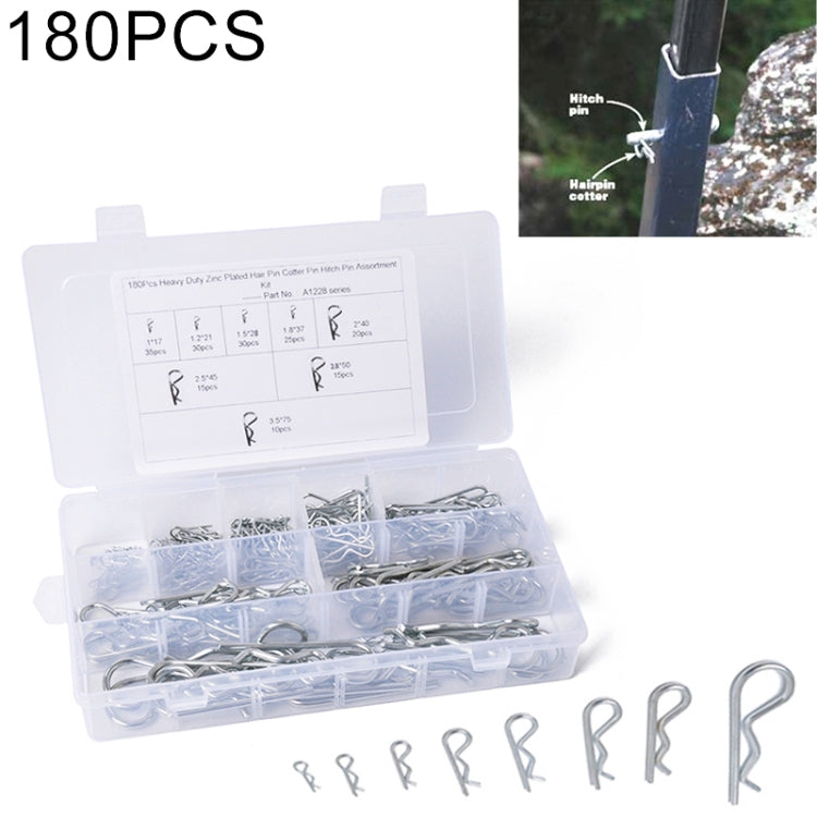 180 PCS Heavy Duty Zinc Plated Cotter R Tractor Clip Pin for Car / Boat / Garages - Booster Cable & Clip by PMC TechLife | Online Shopping South Africa | PMC TechLife