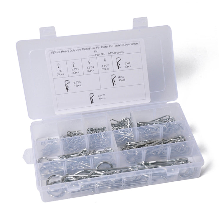 180 PCS Heavy Duty Zinc Plated Cotter R Tractor Clip Pin for Car / Boat / Garages - Booster Cable & Clip by PMC TechLife | Online Shopping South Africa | PMC TechLife