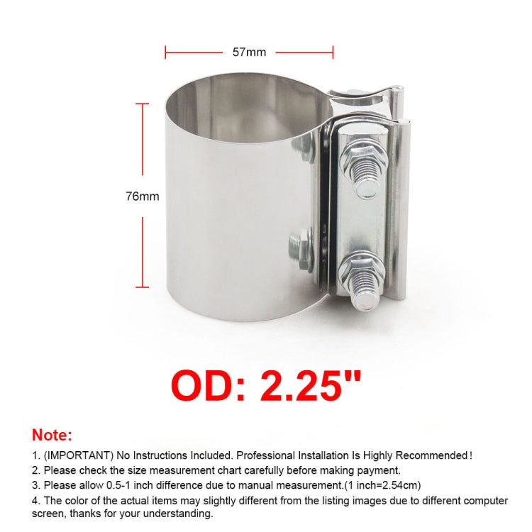 2.25 inch Car Turbo Exhaust Downpipe Stainless Steel Lap Joint Band Clamp - Booster Cable & Clip by PMC TechLife | Online Shopping South Africa | PMC TechLife | Buy Now Pay Later Mobicred