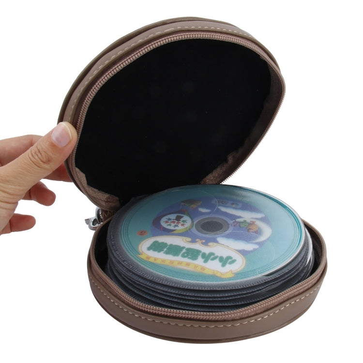 20 CD Disc Storage Case Leather Bag Heavy Duty CD/ DVD Wallet for Car, Home, Office and Travel (Beige) - Stowing Tidying by PMC Jewellery | Online Shopping South Africa | PMC Jewellery | Buy Now Pay Later Mobicred
