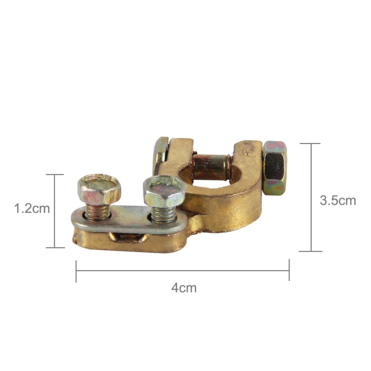 2 PCS Brass Positive and Negative Car Battery Connectors Terminals Clamps Clips, Inner Diameter: 1.2cm - Booster Cable & Clip by PMC TechLife | Online Shopping South Africa | PMC TechLife | Buy Now Pay Later Mobicred