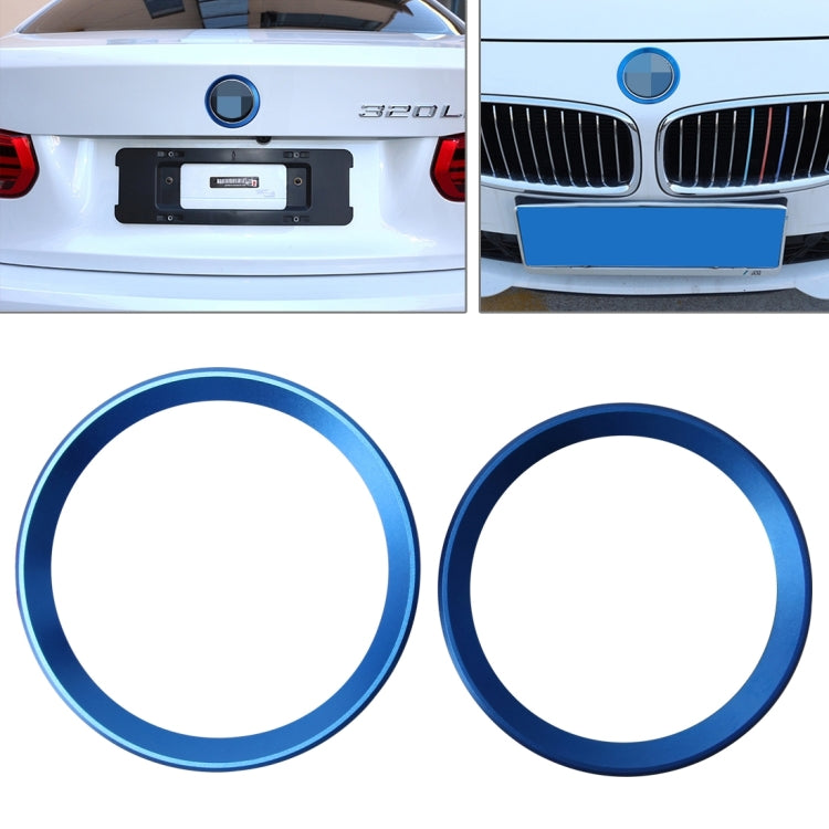 2 PCS/Set Zinc Alloy Steering Wheel Decoration Ring Sticker Logo Car Styling Modification Car Front Logo Ring Decoration Rear Cover Trim Hood Emblem Rings for BMW 3 Series(Blue) - Decoration Rings by PMC TechLife | Online Shopping South Africa | PMC TechLife | Buy Now Pay Later Mobicred