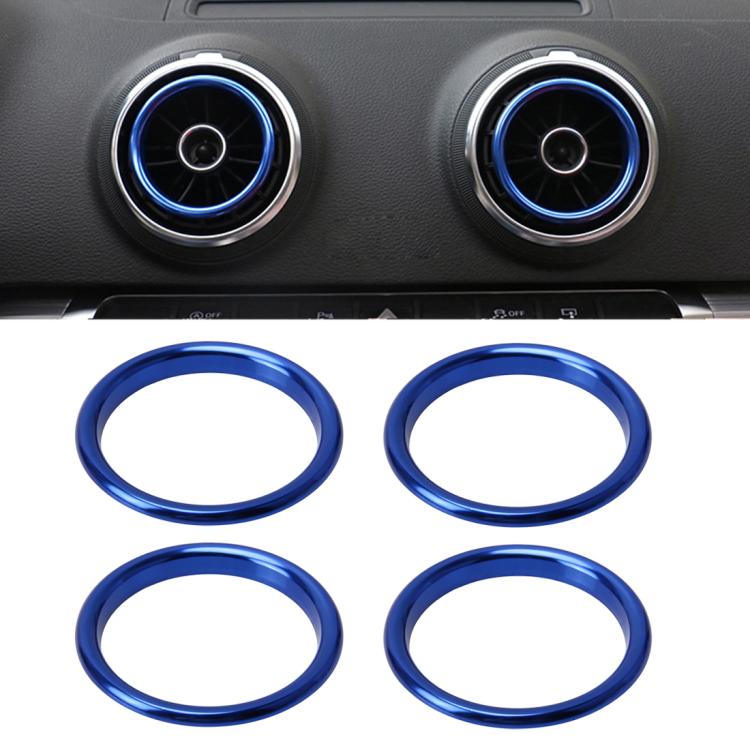 4 PCS Car Outlet Decorative Rings Aluminum Alloy Air Outlet Chrome Trim Ring Car Dashboard  Air Vents Cover Sticker Decoration for Audi A3(Blue) - Decoration Rings by PMC TechLife | Online Shopping South Africa | PMC TechLife | Buy Now Pay Later Mobicred