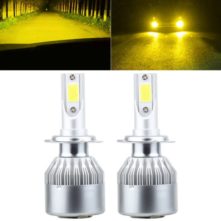 2 PCS H7 18W 1800 LM 3000K IP68 Casnbus Constant Current Car LED Headlight with 2 COB Lamps, DC 9-36V(Gold Light) - LED Headlamps by PMC TechLife | Online Shopping South Africa | PMC TechLife | Buy Now Pay Later Mobicred