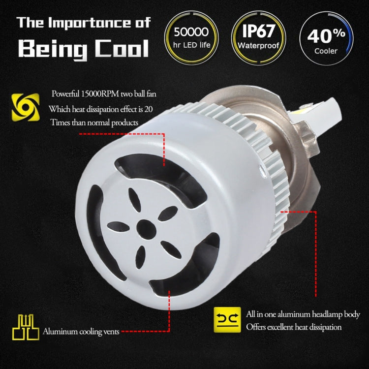 2 PCS H7 18W 1800 LM 3000K IP68 Casnbus Constant Current Car LED Headlight with 2 COB Lamps, DC 9-36V(Gold Light) - LED Headlamps by PMC TechLife | Online Shopping South Africa | PMC TechLife | Buy Now Pay Later Mobicred