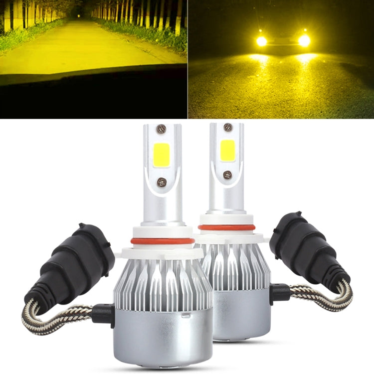 2 PCS 9006 18W 1800 LM 3000K IP68 Casnbus Constant Current Car LED Headlight with 2 COB Lamps, DC 9-36V(Gold Light) - LED Headlamps by PMC TechLife | Online Shopping South Africa | PMC TechLife | Buy Now Pay Later Mobicred