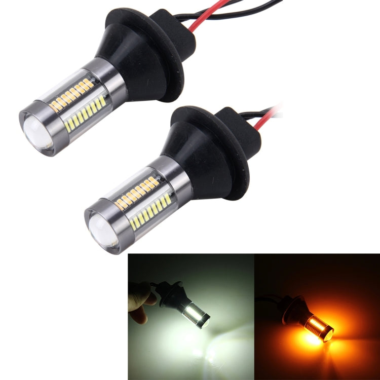 2PCS 1156/Ba15s 5W 300LM 66LEDs SMD-4014 Car Tail Bulb Turn Signal Auto Reverse Lamp Daytime Turn Running Light Car Source (White Light+ Yellow Light),Cable Lenght:1 m - Arrow Turn Lights by PMC TechLife | Online Shopping South Africa | PMC TechLife | Buy Now Pay Later Mobicred