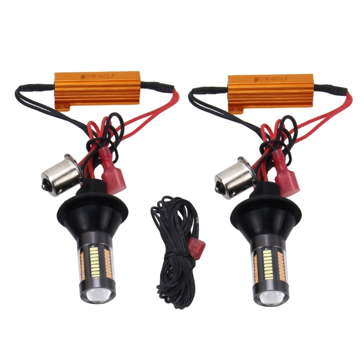 2PCS 1156/Ba15s 5W 300LM 66LEDs SMD-4014 Car Tail Bulb Turn Signal Auto Reverse Lamp Daytime Turn Running Light Car Source (White Light+ Yellow Light),Cable Lenght:1 m - Arrow Turn Lights by PMC TechLife | Online Shopping South Africa | PMC TechLife | Buy Now Pay Later Mobicred
