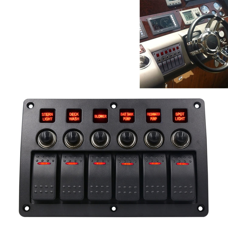 3Pin 6 Way Switches Combination Switch Panel with Light and Projector Lens for Car RV Marine Boat - Car Switches by PMC TechLife | Online Shopping South Africa | PMC TechLife