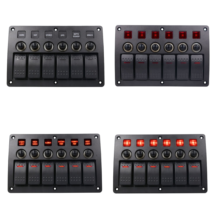 3Pin 6 Way Switches Combination Switch Panel with Light and Projector Lens for Car RV Marine Boat - Car Switches by PMC TechLife | Online Shopping South Africa | PMC TechLife