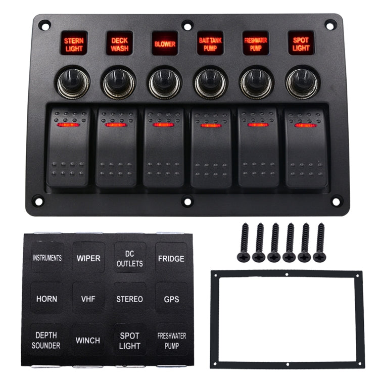 3Pin 6 Way Switches Combination Switch Panel with Light and Projector Lens for Car RV Marine Boat - Car Switches by PMC TechLife | Online Shopping South Africa | PMC TechLife