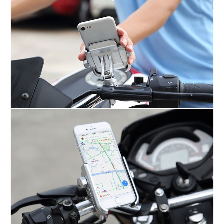 Motorcycle Handlebar Aluminum Alloy Phone Bracket, Suitable for 4-6 inch Device(Black) - Holder by PMC TechLife | Online Shopping South Africa | PMC TechLife | Buy Now Pay Later Mobicred