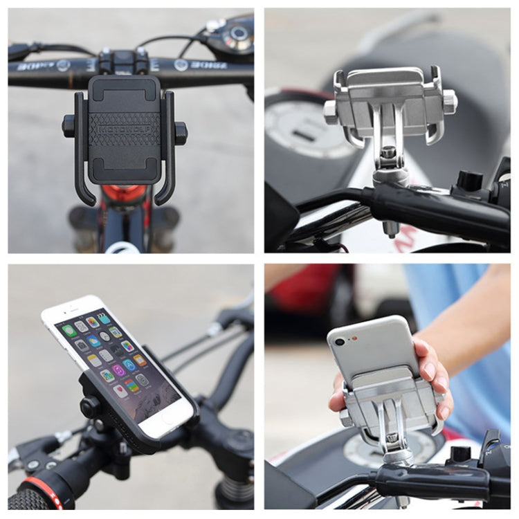 Motorcycle Handlebar Aluminum Alloy Phone Bracket, Suitable for 4-6 inch Device(Black) - Holder by PMC TechLife | Online Shopping South Africa | PMC TechLife | Buy Now Pay Later Mobicred