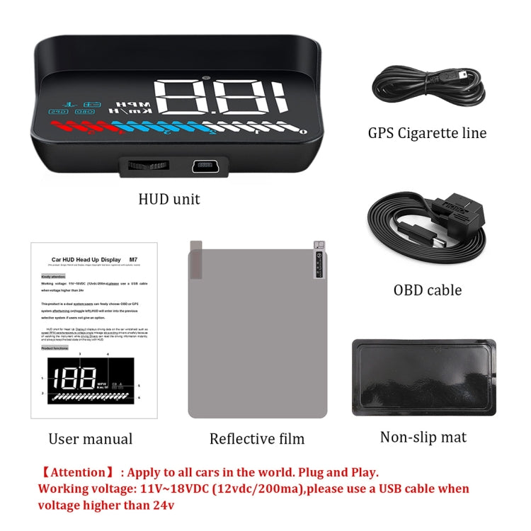 M7 3.5 inch Universal Car OBD2 + GPS HUD Vehicle-mounted Head Up Display Fuel Consumption - Head Up Display System by PMC TechLife | Online Shopping South Africa | PMC TechLife | Buy Now Pay Later Mobicred
