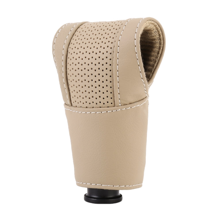 Universal Nonslip Breathable Genuine Leather Car Gear Shift Knob Cover(Beige) - Shift Knob by PMC TechLife | Online Shopping South Africa | PMC TechLife | Buy Now Pay Later Mobicred