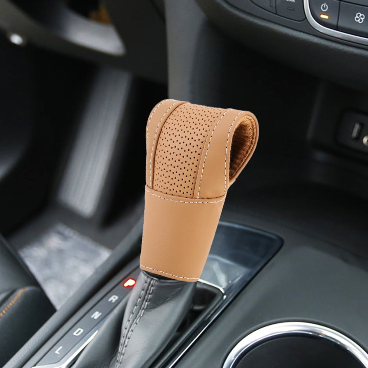 Universal Nonslip Breathable Genuine Leather Car Gear Shift Knob Cover(Brown) - Shift Knob by PMC TechLife | Online Shopping South Africa | PMC TechLife | Buy Now Pay Later Mobicred