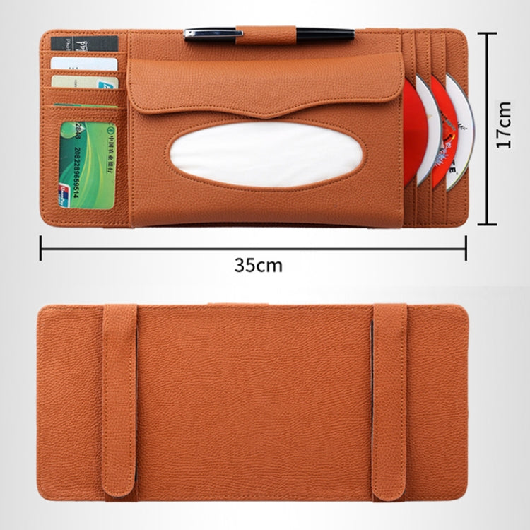 DERANFU 3 In 1 Lichee Texture Multi-function Car Hang Type Leather Towel Box with Card Slot & CD Slot(Brown) - Tissue Boxes by PMC Jewellery | Online Shopping South Africa | PMC Jewellery | Buy Now Pay Later Mobicred
