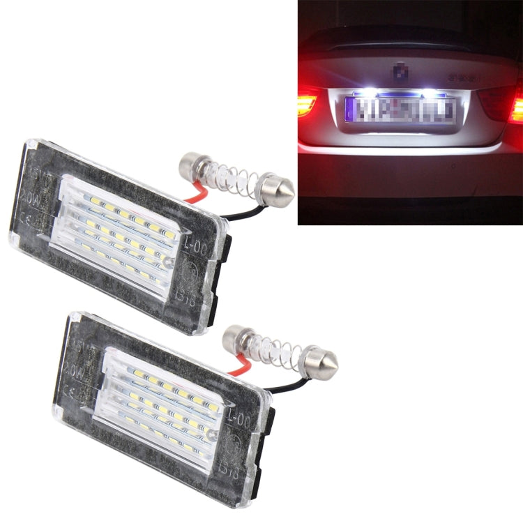 2 PCS License Plate Light with 18  SMD-3528 Lamps for BMW MINI R56,2W 120LM,6000K, DC12V (White Light) - License Plate Lights by PMC TechLife | Online Shopping South Africa | PMC TechLife | Buy Now Pay Later Mobicred