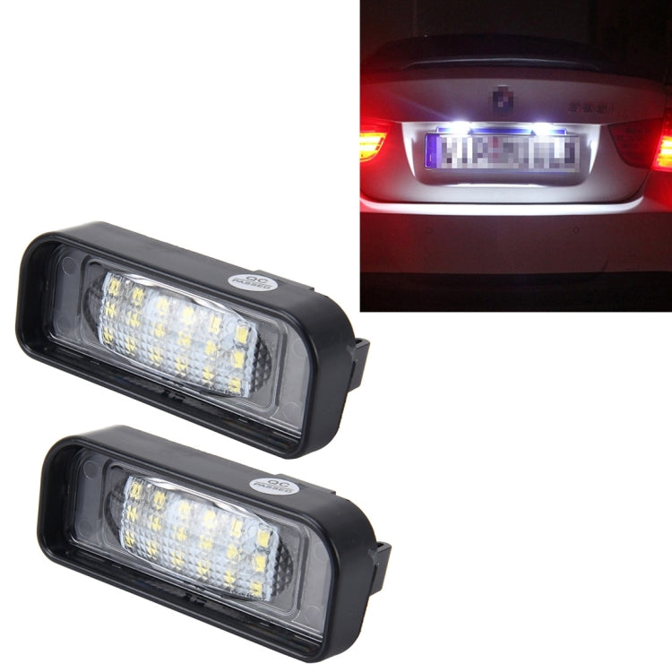 2 PCS License Plate Light with 18  SMD-3528 Lamps with Canbus for Mercedes-Benz W220,2W 120LM,6000K, DC12V(White Light) - License Plate Lights by PMC TechLife | Online Shopping South Africa | PMC TechLife | Buy Now Pay Later Mobicred