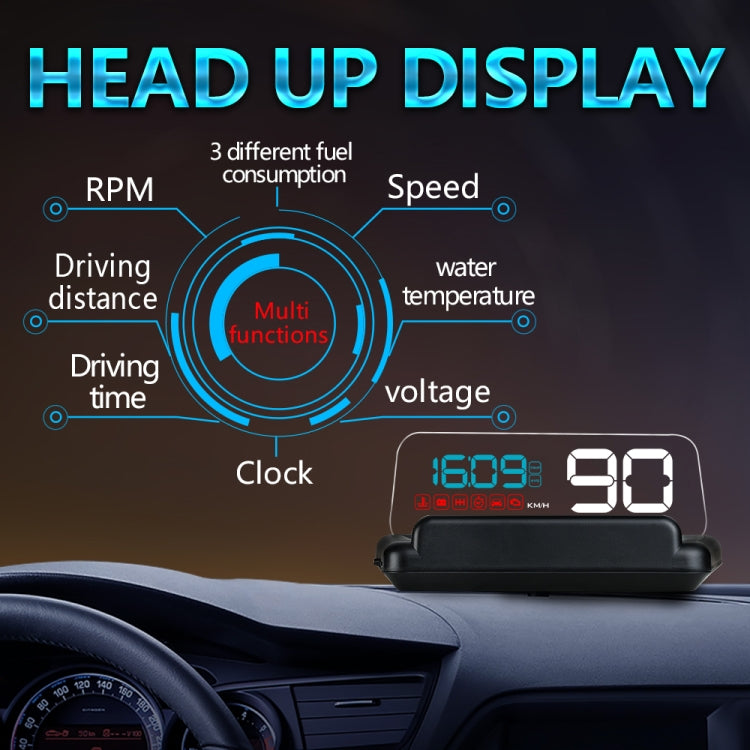 C500 Car HUD Virtual HD Projection Head-up Display, With Adjustable Reflection Board, Speed & RPM & Water Temperature & Oil Consumption & Driving Distance / Time & Voltage Display, Over Speed Alarm, Connect OBD2 Interface(Blue) - Head Up Display System by PMC TechLife | Online Shopping South Africa | PMC TechLife | Buy Now Pay Later Mobicred