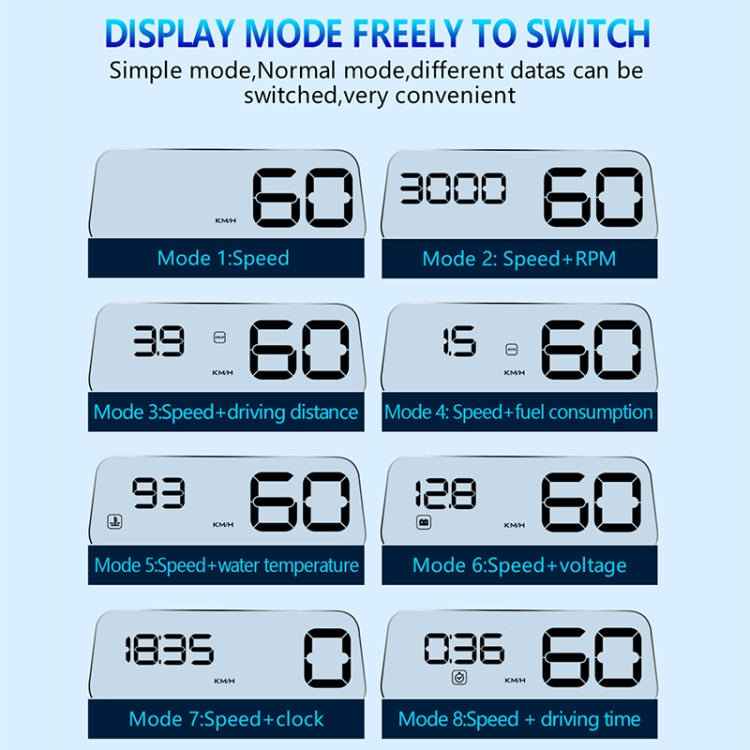 C500 Car HUD Virtual HD Projection Head-up Display, With Adjustable Reflection Board, Speed & RPM & Water Temperature & Oil Consumption & Driving Distance / Time & Voltage Display, Over Speed Alarm, Connect OBD2 Interface(White) - free shipping - PMC TechLife - Order now!