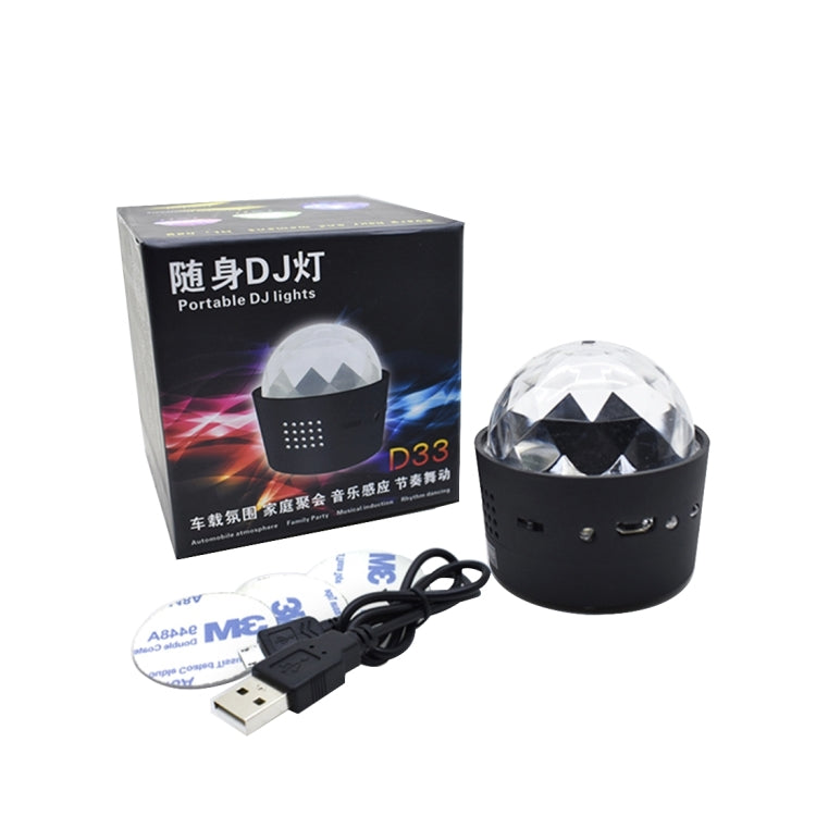 D33 5W USB Charging RGB Car Decoration Portable DJ Light Sound Activated Rotating Strobe Effect Atmosphere Light Star Music Light Lamp, DC 5V - Atmosphere lights by PMC TechLife | Online Shopping South Africa | PMC TechLife | Buy Now Pay Later Mobicred