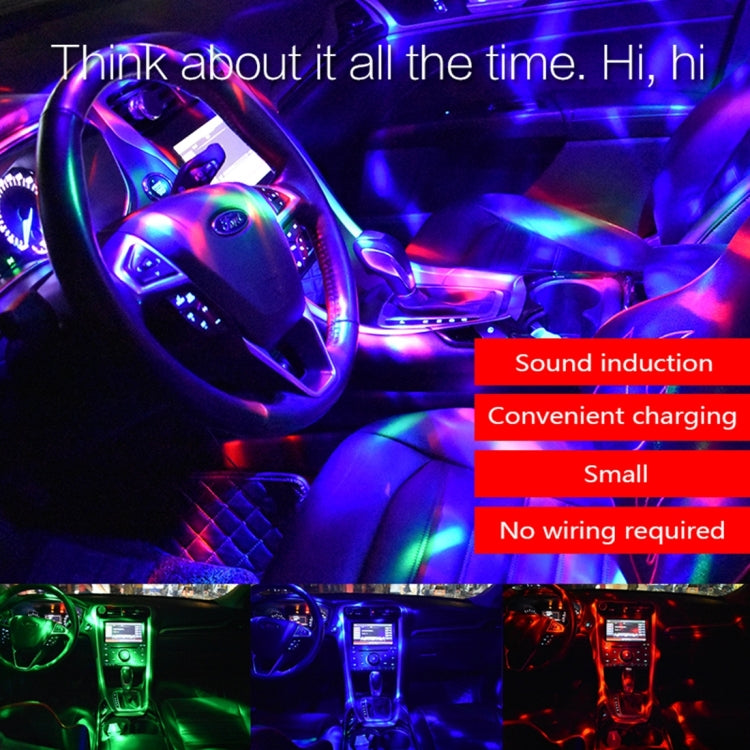 D33 5W USB Charging RGB Car Decoration Portable DJ Light Sound Activated Rotating Strobe Effect Atmosphere Light Star Music Light Lamp, DC 5V - Atmosphere lights by PMC TechLife | Online Shopping South Africa | PMC TechLife | Buy Now Pay Later Mobicred