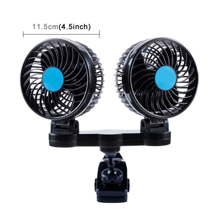 HUXIN HX-T605 7W 360 Degree Adjustable Rotation Clip Two Head Low Noise Mini Electric Car Fan with Gear Switch, DC12V - Heating & Fans by PMC TechLife | Online Shopping South Africa | PMC TechLife | Buy Now Pay Later Mobicred
