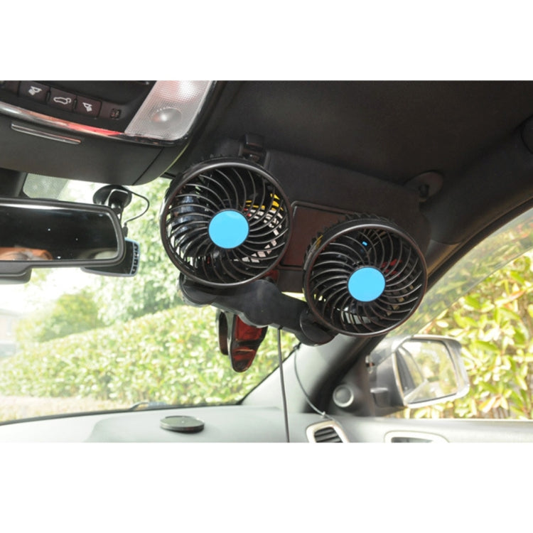 HUXIN HX-T605 7W 360 Degree Adjustable Rotation Clip Two Head Low Noise Mini Electric Car Fan with Gear Switch, DC12V - Heating & Fans by PMC TechLife | Online Shopping South Africa | PMC TechLife | Buy Now Pay Later Mobicred