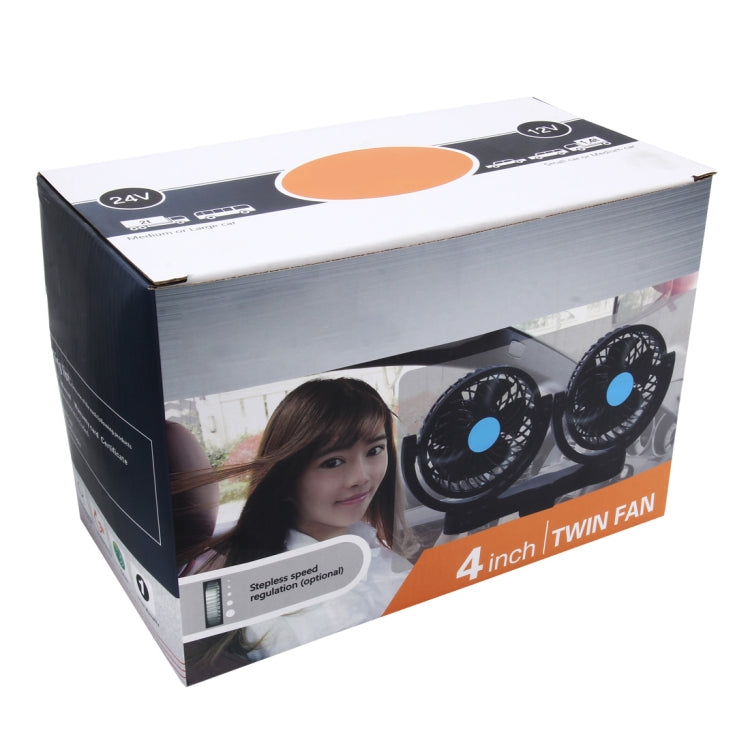 HUXIN HX-T602E 6.5W 4.5inch 360 Degree Adjustable Rotation Clip One Head Low Noise Mini Electric Car Fan with Roller Switch, DC24V - free shipping - PMC TechLife - Order now!