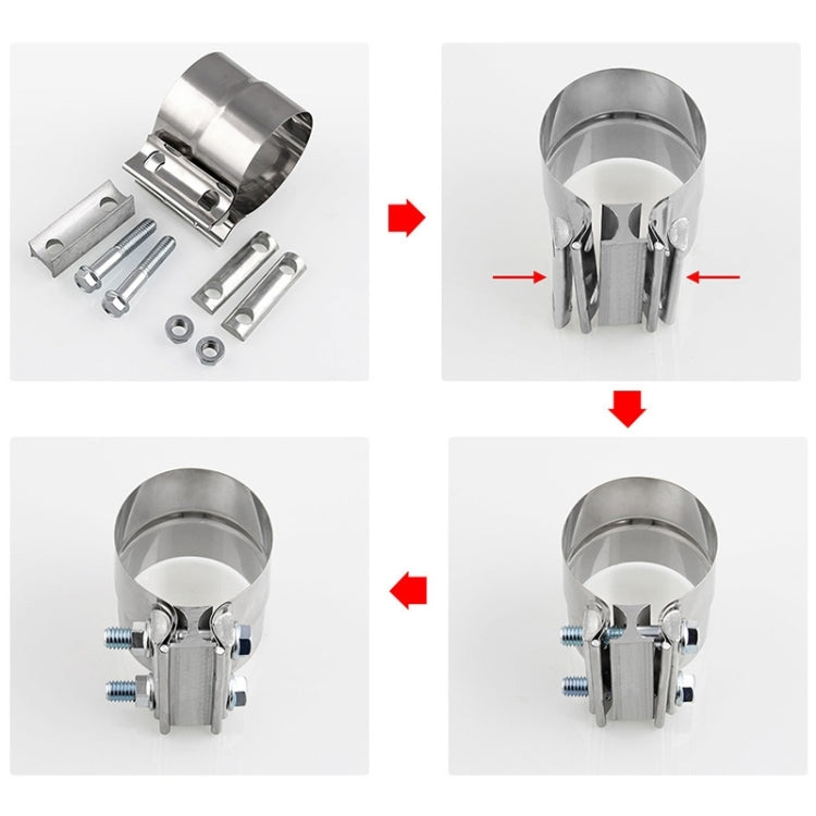3 inch Car Turbo Exhaust Downpipe Stainless Steel Lap Joint Band Clamp - Booster Cable & Clip by PMC TechLife | Online Shopping South Africa | PMC TechLife | Buy Now Pay Later Mobicred
