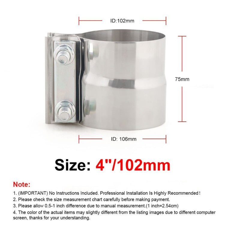4 inch Car Turbo Exhaust Downpipe Stainless Steel Lap Joint Band Clamp - Booster Cable & Clip by PMC TechLife | Online Shopping South Africa | PMC TechLife | Buy Now Pay Later Mobicred