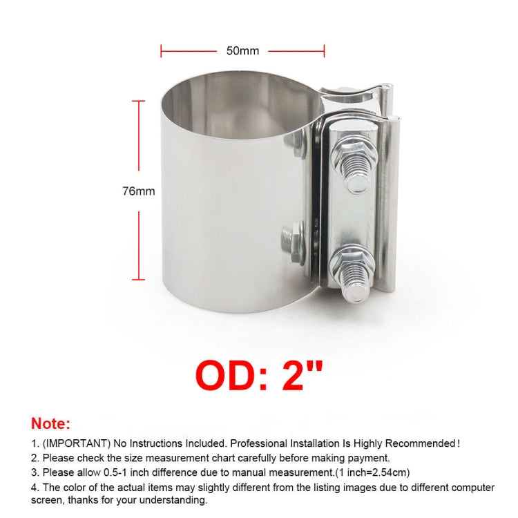 2.0 inch Car Turbo Exhaust Downpipe Stainless Steel Lap Joint Band Clamp - Booster Cable & Clip by PMC TechLife | Online Shopping South Africa | PMC TechLife | Buy Now Pay Later Mobicred