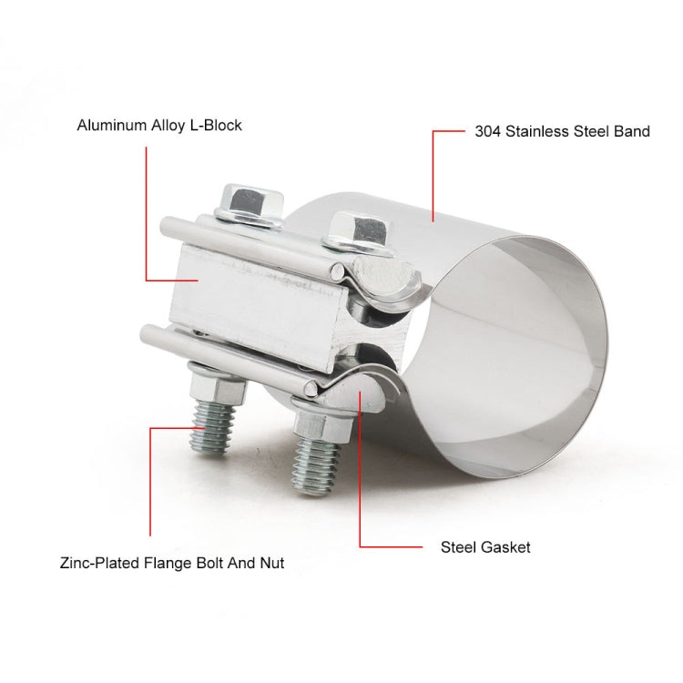 2.0 inch Car Turbo Exhaust Downpipe Stainless Steel Lap Joint Band Clamp - Booster Cable & Clip by PMC TechLife | Online Shopping South Africa | PMC TechLife | Buy Now Pay Later Mobicred