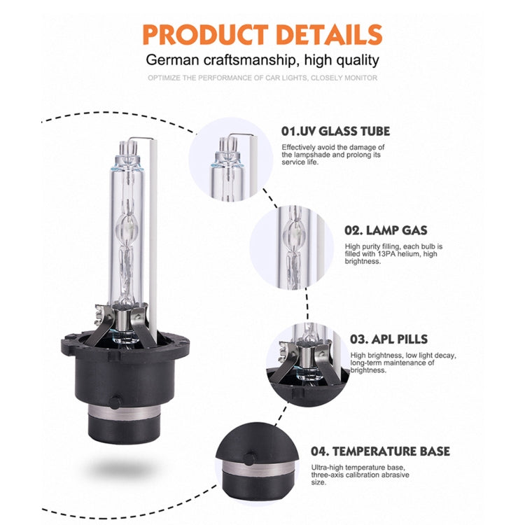 2 PCS D4S 35W 3800 LM 6000K HID Bulbs Xenon Lights Lamps, DC 12V(White Light) - Xenon Lights by PMC TechLife | Online Shopping South Africa | PMC TechLife | Buy Now Pay Later Mobicred