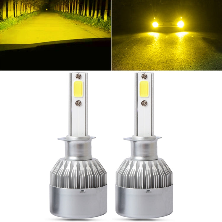 2 PCS  H1 18W 1800 LM 3000K IP68 Canbus Constant Current Car LED Headlight with 2 COB Lamps, DC 9-36V(Gold Light) - LED Headlamps by PMC TechLife | Online Shopping South Africa | PMC TechLife | Buy Now Pay Later Mobicred
