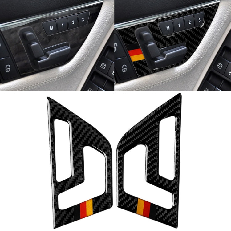 2 PCS German Flag Car Carbon Fiber Seat Adjustment Panel Decorative Sticker for Mercedes-Benz W204 2007-2013 - Car Interior Mouldings by PMC Jewellery | Online Shopping South Africa | PMC Jewellery | Buy Now Pay Later Mobicred