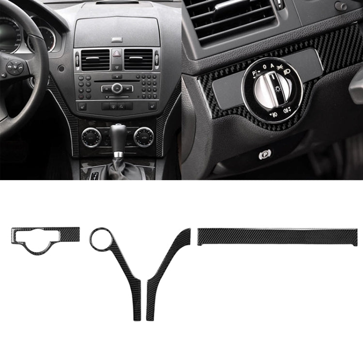3 PCS Car Carbon Fiber Headlights Frame Decorative Sticker for Mercedes-Benz W204 C Class 2007-2010, Left Drive - Car Interior Mouldings by PMC TechLife | Online Shopping South Africa | PMC TechLife | Buy Now Pay Later Mobicred