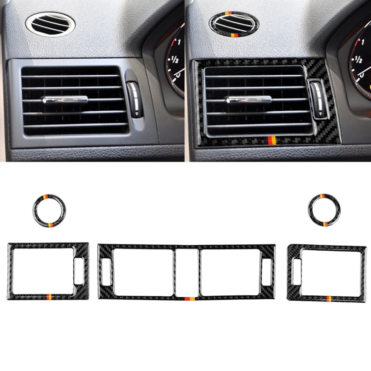 Car German Flag Carbon Fiber Air Outlet Ring + Intermediate Air Outlet + Side Air Outlet Panel Decorative Sticker for Mercedes-Benz W204 207-2010 - Car Interior Mouldings by PMC TechLife | Online Shopping South Africa | PMC TechLife | Buy Now Pay Later Mobicred