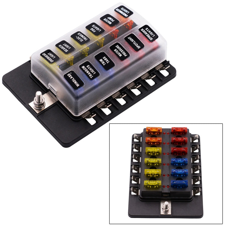 1 in 12 Out Fuse Box PC Terminal Block Fuse Holder Kits with LED Warning Indicator for Auto Car Truck Boat - Fuse by PMC TechLife | Online Shopping South Africa | PMC TechLife | Buy Now Pay Later Mobicred