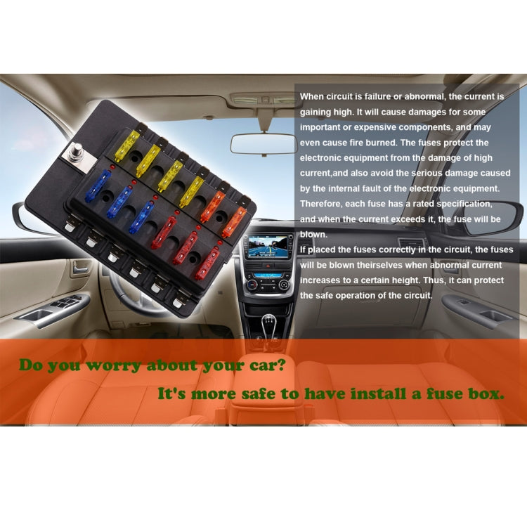 1 in 12 Out Fuse Box PC Terminal Block Fuse Holder Kits with LED Warning Indicator for Auto Car Truck Boat - Fuse by PMC TechLife | Online Shopping South Africa | PMC TechLife | Buy Now Pay Later Mobicred