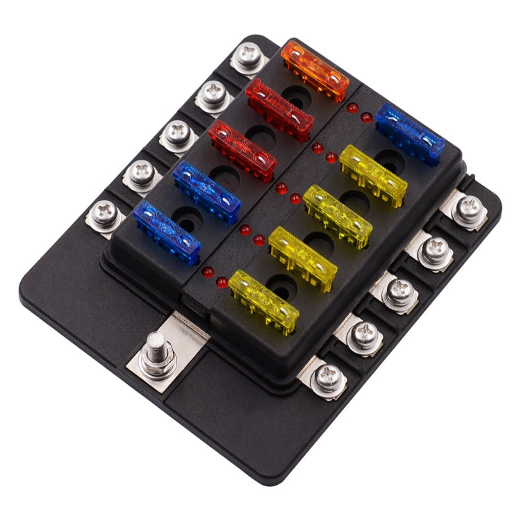 1 in 10 Out Fuse Box Screw Terminal Section Fuse Holder Kits with LED Warning Indicator for Auto Car Truck Boat - Fuse by PMC TechLife | Online Shopping South Africa | PMC TechLife | Buy Now Pay Later Mobicred