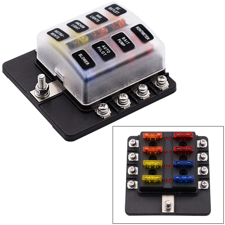 1 in 8 Out Fuse Box Screw Terminal Section Fuse Holder Kits with LED Warning Indicator for Auto Car Truck Boat - Fuse by PMC TechLife | Online Shopping South Africa | PMC TechLife | Buy Now Pay Later Mobicred