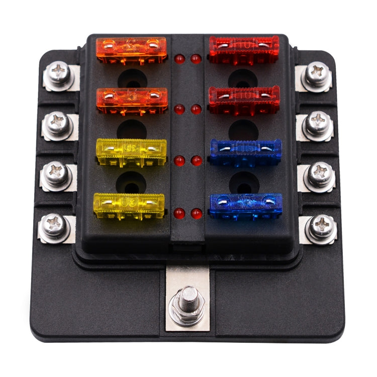 1 in 8 Out Fuse Box Screw Terminal Section Fuse Holder Kits with LED Warning Indicator for Auto Car Truck Boat - Fuse by PMC TechLife | Online Shopping South Africa | PMC TechLife | Buy Now Pay Later Mobicred