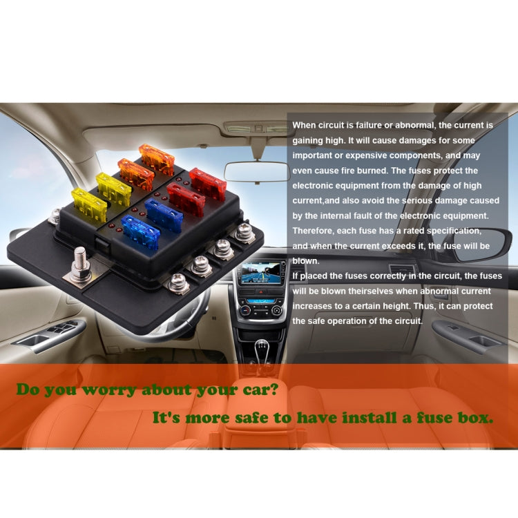 1 in 8 Out Fuse Box Screw Terminal Section Fuse Holder Kits with LED Warning Indicator for Auto Car Truck Boat - Fuse by PMC TechLife | Online Shopping South Africa | PMC TechLife | Buy Now Pay Later Mobicred