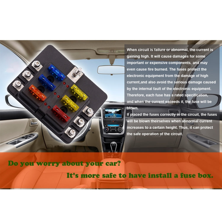 1 in 6 Out 6 Way Circuit Fuse Box Screw Terminal Section Fuse Holder Kits with LED Warning Indicator for Auto Car Truck Boat - free shipping - PMC TechLife - Order now!