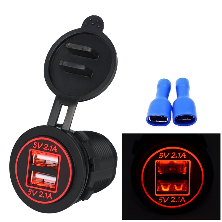 Universal Car Charger 2 Port Power Socket Power Dual USB Charger 5V 4.2A IP66 with Aperture(Red Light) - DIY Modified Charger by PMC TechLife | Online Shopping South Africa | PMC TechLife | Buy Now Pay Later Mobicred