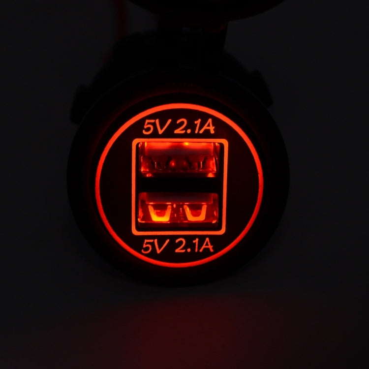 Universal Car Charger 2 Port Power Socket Power Dual USB Charger 5V 4.2A IP66 with Aperture(Red Light) - DIY Modified Charger by PMC TechLife | Online Shopping South Africa | PMC TechLife | Buy Now Pay Later Mobicred
