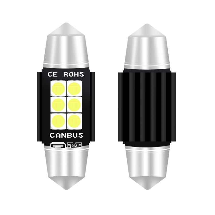 2 PCS 36mm DC12V-24V 3W 6000K 660LM 6LEDs SMD-3030 Car Reading Lamp / License Plate Light - free shipping - PMC TechLife - Order now!
